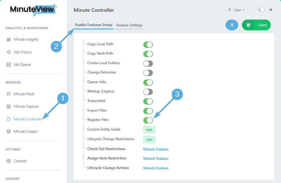 Minute Controller Enable Features Register Files