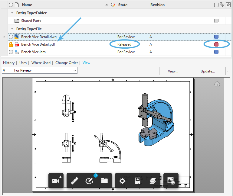 An example Inventor DWG published to PDF