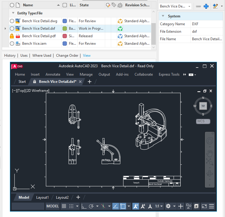 Example Published DXF Inventor Drawing