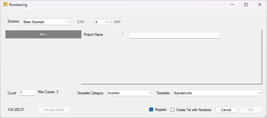 Numbering Register Application Progress