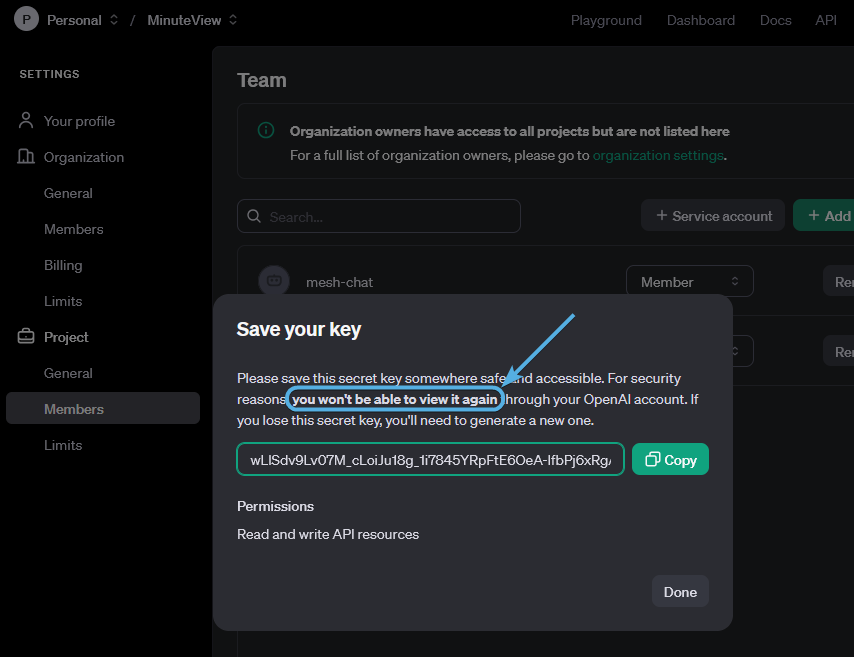 Service Account API Key