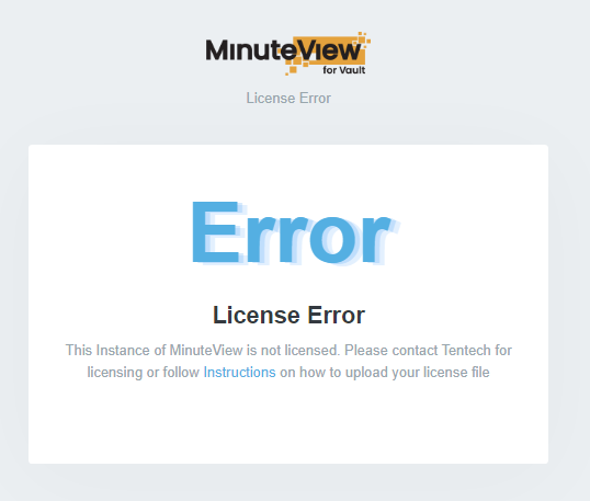 This Instance of MinuteView is not licensed