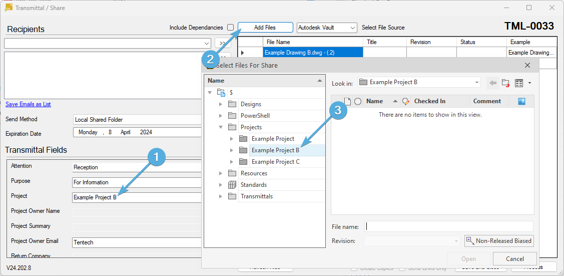 Transmittal Add Files Navigation