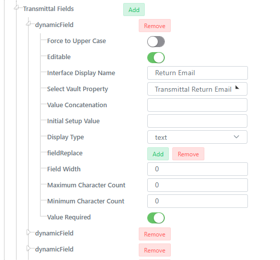 Transmittal Fields