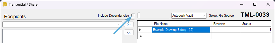 Transmittal Include Dependencies