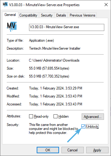 Unblock MinuteView Installer EXE