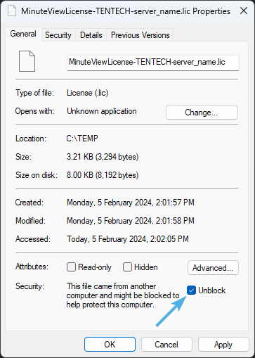 Unblock MinuteView License