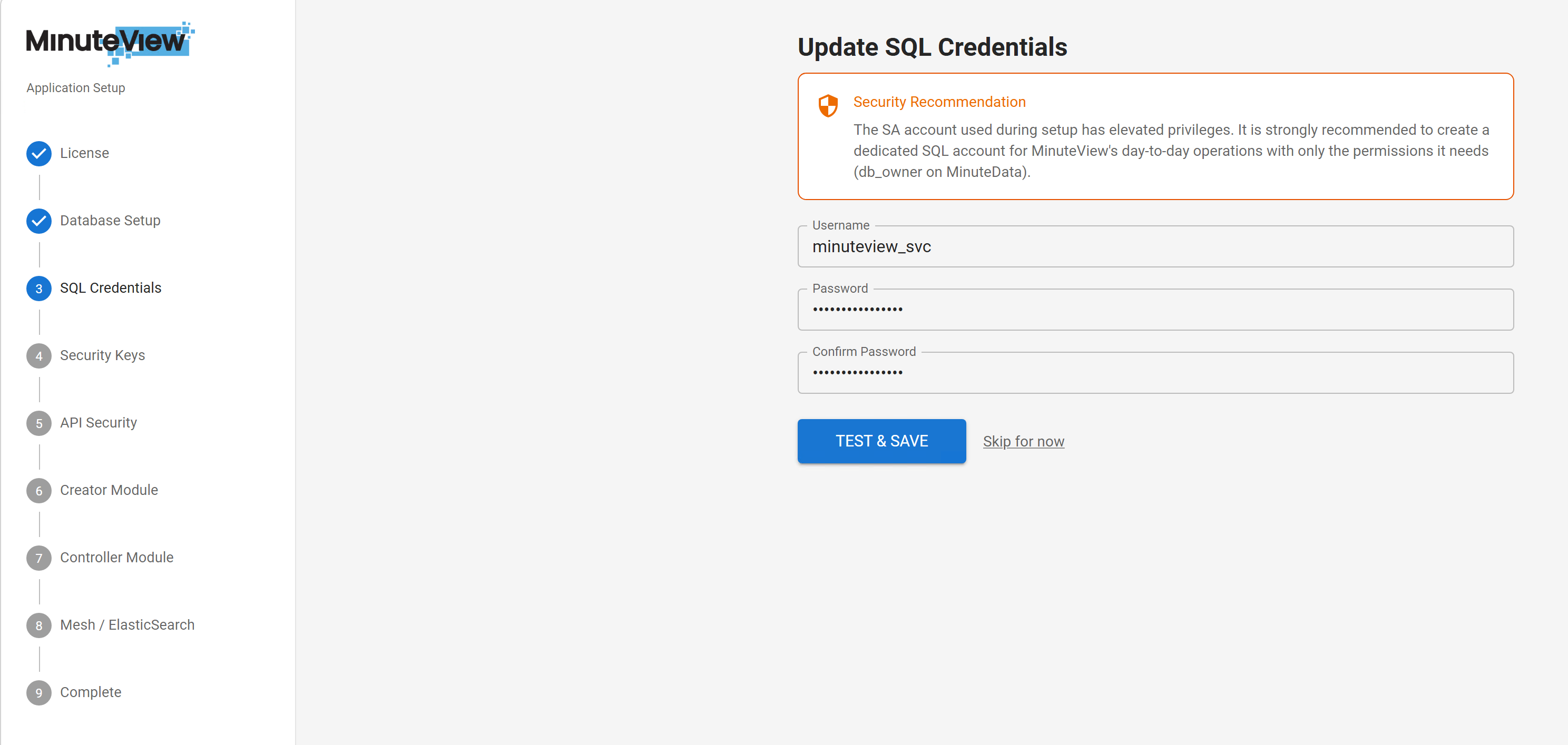 Update SQL Credentials